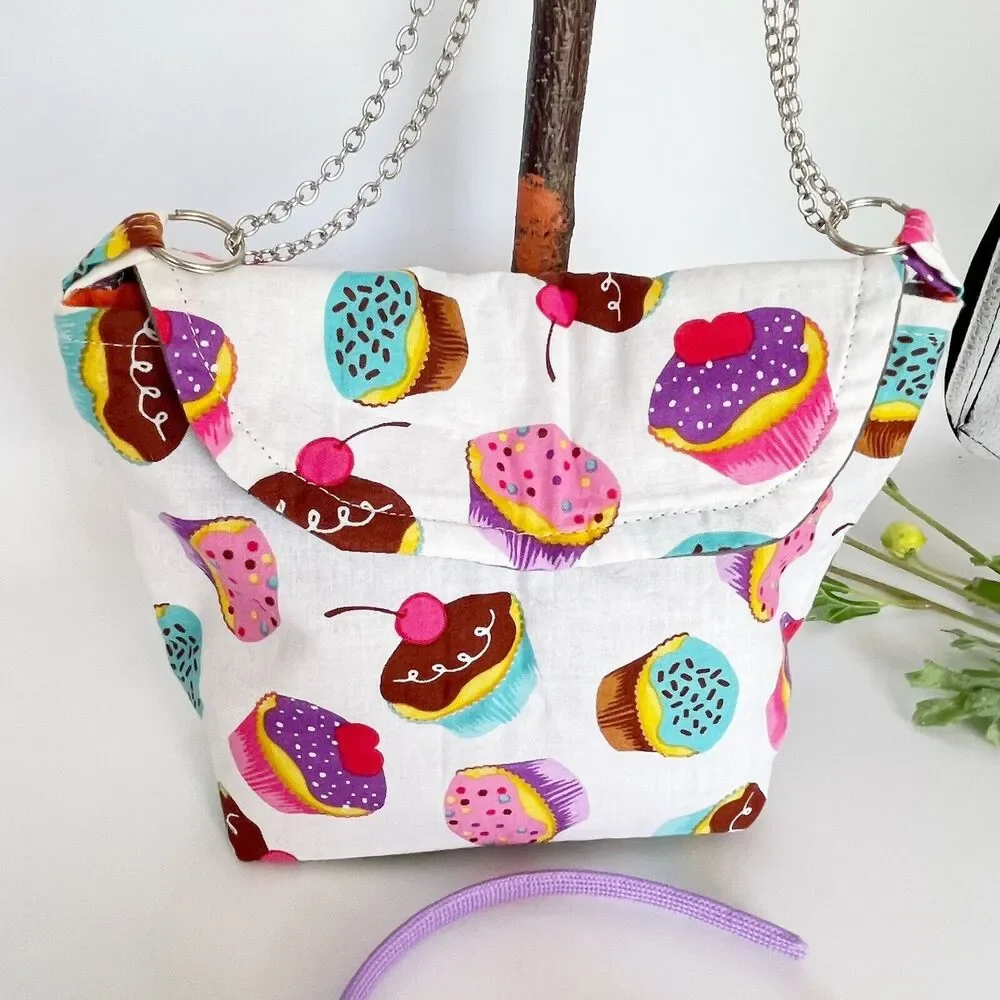 Girls Accessories Cupcakes Purse crossbody Bag & Headband Set
